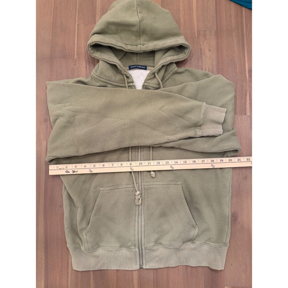 Brandy Melville Olive Green Oversized Full Zip Hoodie Sweatshirt One Size - Picture 4 of 6